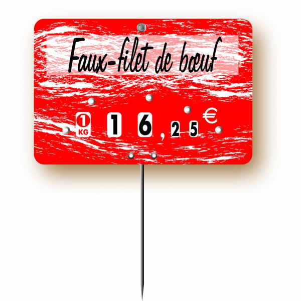 Etiquette : Turbulence rouge à texte - 8x12 cm (avec roulettes & pique inox)